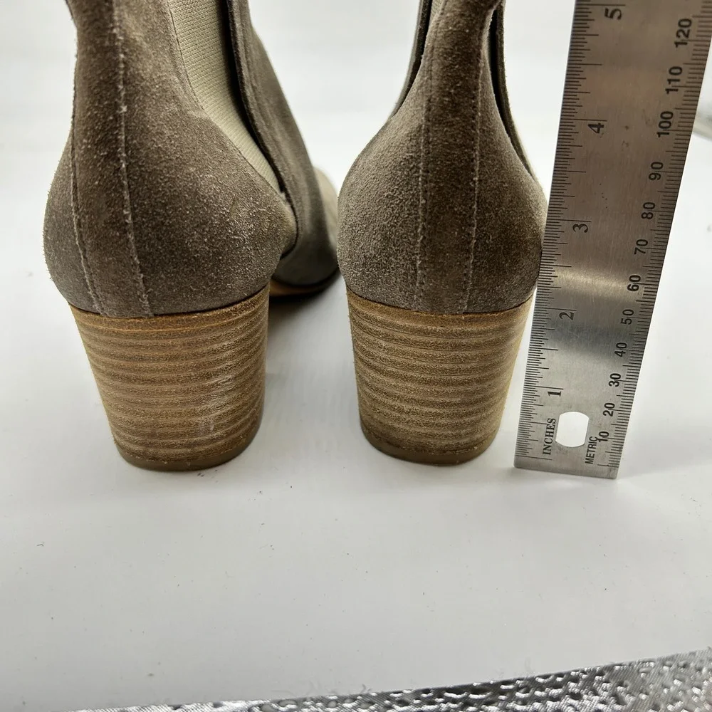 Vince Hallie Taupe Suede Chelsea Ankle Boots Made in‎ Italy Women's 8M